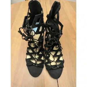 Woman's black gladiator heels w/ zip heels New!